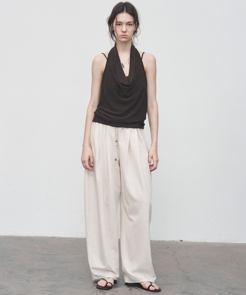 tageechita（タジチタ）の「【tageechita】カーブライン ドローストリングワイドスラックス（スラックス・レディース・アイボリー/ブラック・S/M/L）」の8枚目の写真