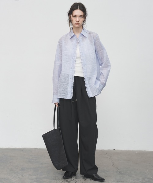 tageechita（タジチタ）の「【tageechita】カーブライン ドローストリングワイドスラックス（スラックス・レディース・アイボリー/ブラック・S/M/L）」の12枚目の写真