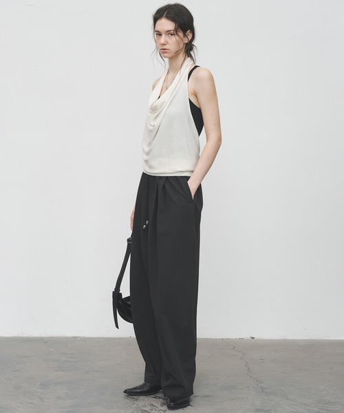 tageechita（タジチタ）の「【tageechita】カーブライン ドローストリングワイドスラックス（スラックス・レディース・アイボリー/ブラック・S/M/L）」の16枚目の写真