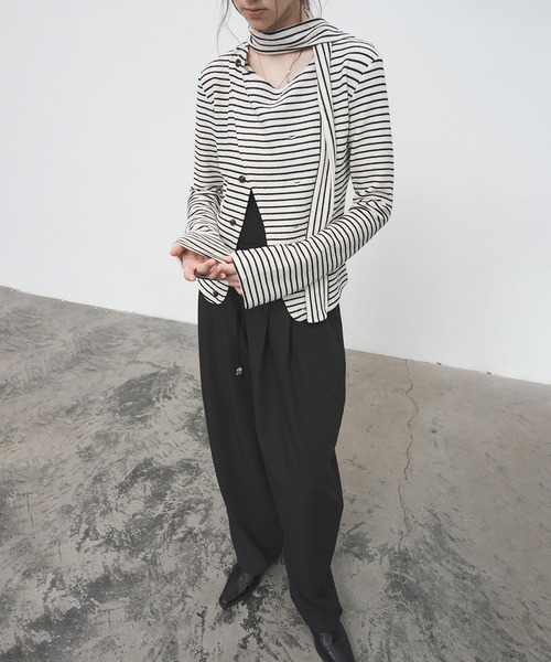 tageechita（タジチタ）の「【tageechita】カーブライン ドローストリングワイドスラックス（スラックス・レディース・アイボリー/ブラック・S/M/L）」の17枚目の写真