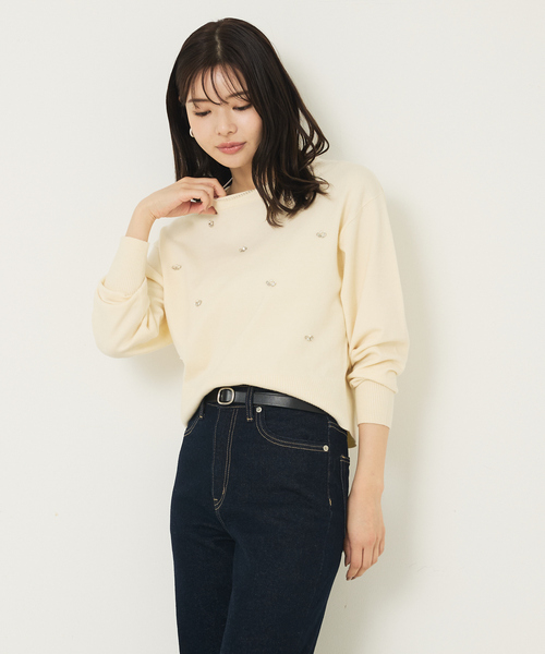 abahouse mavie(アバハウスマヴィ)の「ビジューニット(ニット/セーター・レディース・オフホワイト/チャコールグレー・フリー)」の8枚目の写真