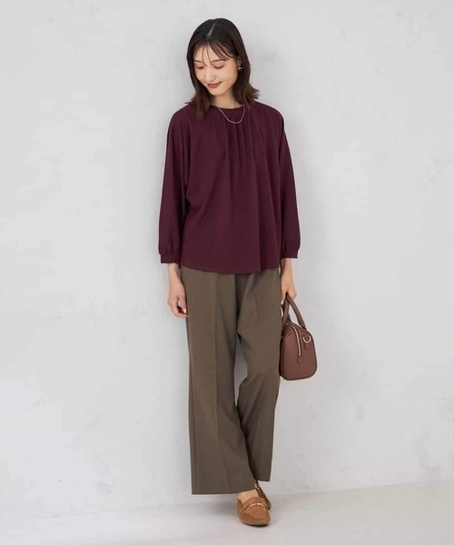 a.v.v(アーヴェヴェ)の「ギャザーネックドルマントップス(Tシャツ/カットソー・レディース・ブラック/グリーン/ボルドー/グレー系その他・40/38/36)」の16枚目の写真