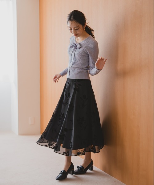 MISCH MASCH（ミッシュマッシュ）の「2025秋冬新作 フロッキーフラワースカート（スカート・レディース・ブラック/ワイン/グレー・S/M）」の5枚目の写真