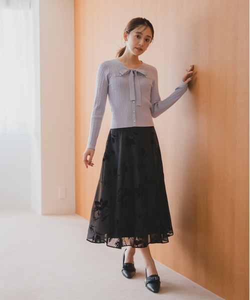 MISCH MASCH（ミッシュマッシュ）の「2025秋冬新作 フロッキーフラワースカート（スカート・レディース・ブラック/ワイン/グレー・S/M）」の12枚目の写真