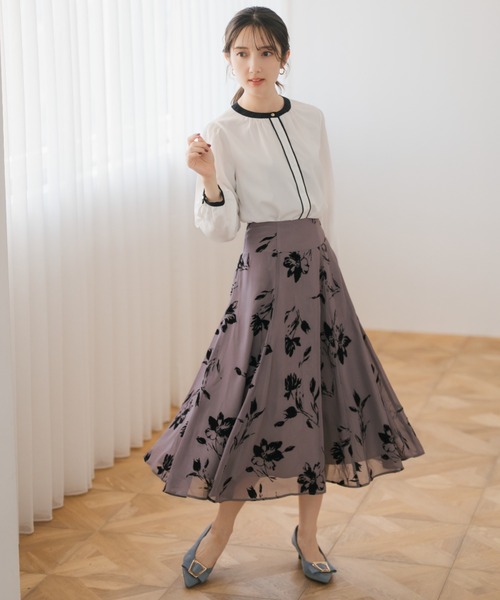 MISCH MASCH（ミッシュマッシュ）の「2025秋冬新作 フロッキーフラワースカート（スカート・レディース・ブラック/ワイン/グレー・S/M）」の15枚目の写真