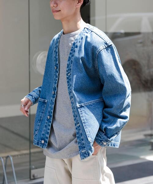 【タグ付き未使用品】ブルマリン　高級　総レース×デニム　ノーカラージャケット デニムノーカラージャケット（セットアップ可）｜martinique