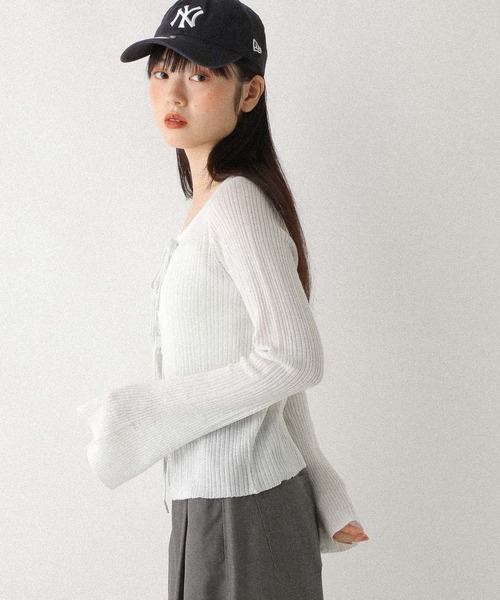 Heather(ヘザー)の「シアーラメリボンニット 590330(ニット/セーター・レディース・ブラック/オフホワイト/グレー・FREE)」の10枚目の写真