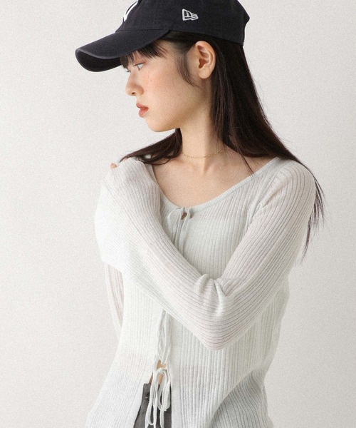 Heather(ヘザー)の「シアーラメリボンニット 590330(ニット/セーター・レディース・ブラック/オフホワイト/グレー・FREE)」の11枚目の写真