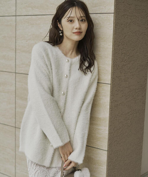 PROPORTION BODY DRESSING（プロポーションボディドレッシング）の「【青島心さん着用】フェザージャコット / 1215255901（テーラードジャケット・レディース・グレー/ホワイト系その他/ベージュ/オフホワイト・MEDIUM/SMALL）」の3枚目の写真