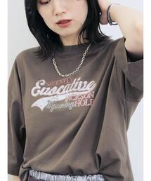 Samansa Mos2 blue | ヴィンテージ風プリントTシャツ(Tシャツ/カットソー)