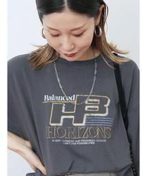 Samansa Mos2 blue | ヴィンテージ風プリントTシャツ(Tシャツ/カットソー)