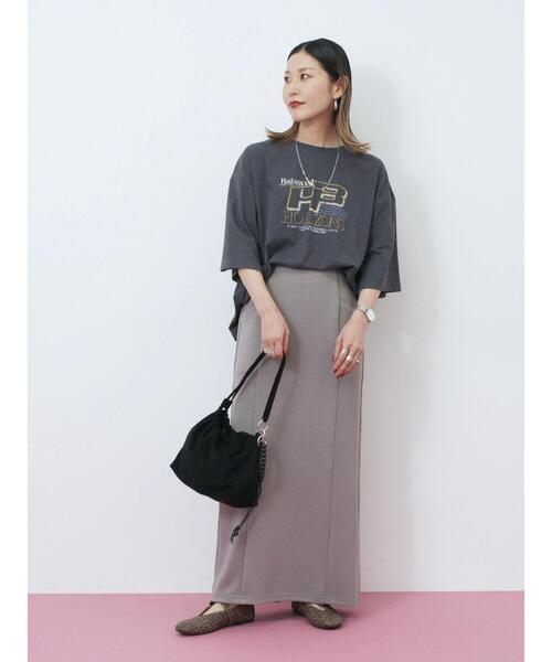 Samansa Mos2 blue（サマンサモスモスブルー）の「ヴィンテージ風プリントTシャツ（Tシャツ/カットソー・レディース・ブラウン/チャコールグレー/ライトベージュ・F）」の13枚目の写真