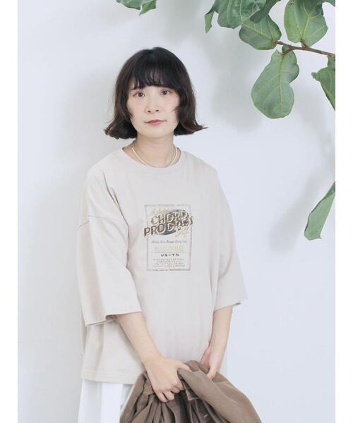 Samansa Mos2 blue（サマンサモスモスブルー）の「ヴィンテージ風プリントTシャツ（Tシャツ/カットソー・レディース・ブラウン/チャコールグレー/ライトベージュ・F）」の15枚目の写真