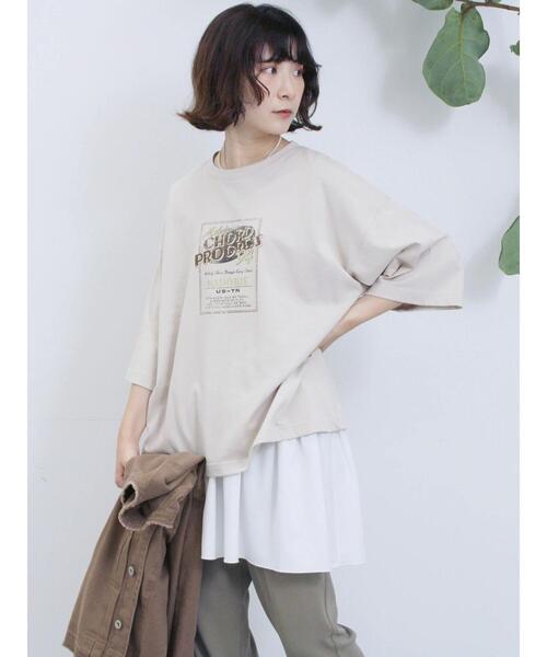 Samansa Mos2 blue（サマンサモスモスブルー）の「ヴィンテージ風プリントTシャツ（Tシャツ/カットソー・レディース・ブラウン/チャコールグレー/ライトベージュ・F）」の19枚目の写真