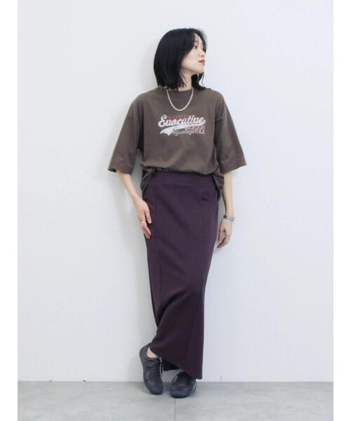 Samansa Mos2 blue(サマンサモスモスブルー)の「ヴィンテージ風プリントTシャツ(Tシャツ/カットソー・レディース・ブラウン/チャコールグレー/ライトベージュ・F)」の17枚目の写真