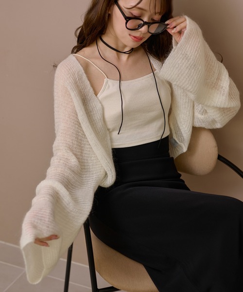 LAULEN(ローレン)の「loose knit bolero cardigan /ルーズショートボレロニットカーディガン(カーディガン/ボレロ・レディース・ベージュ/ブラック/アイボリー・FREE)」の4枚目の写真