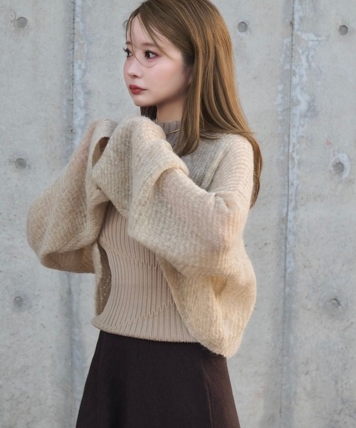 LAULEN(ローレン)の「loose knit bolero cardigan /ルーズショートボレロニットカーディガン(カーディガン/ボレロ・レディース・ベージュ/ブラック/アイボリー・FREE)」の19枚目の写真