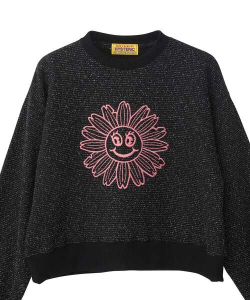 FLOWER POWER刺繍 ショート丈スウェット（スウェット