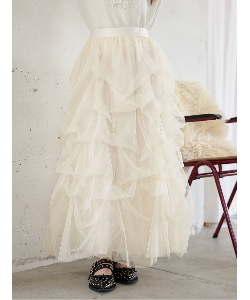Darich ダーリッチ ランダムタックチュールロングスカート ダーリッチ Darich ランダムタックチュールロングスカート