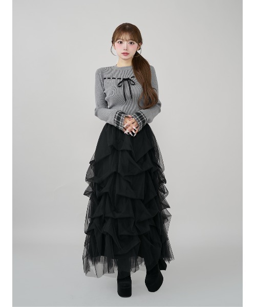 ランダムタックチュールロングスカート（スカート）｜Darich
