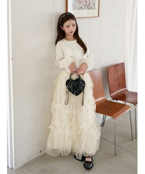 Darich ダーリッチ ランダムタックチュールロングスカート ダーリッチ Darich ランダムタックチュールロングスカート