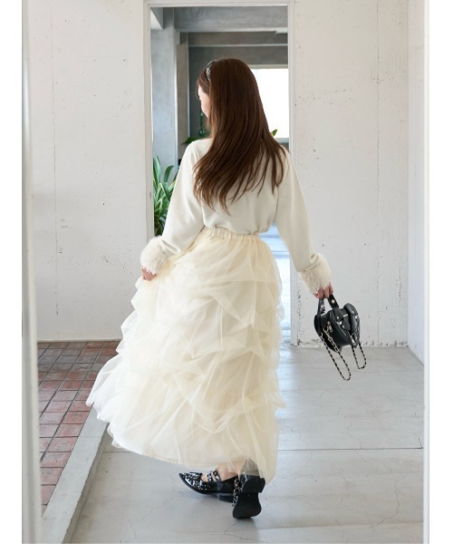 Darich ダーリッチ ランダムタックチュールロングスカート ランダムタックチュールロングスカート（スカート）｜Darich