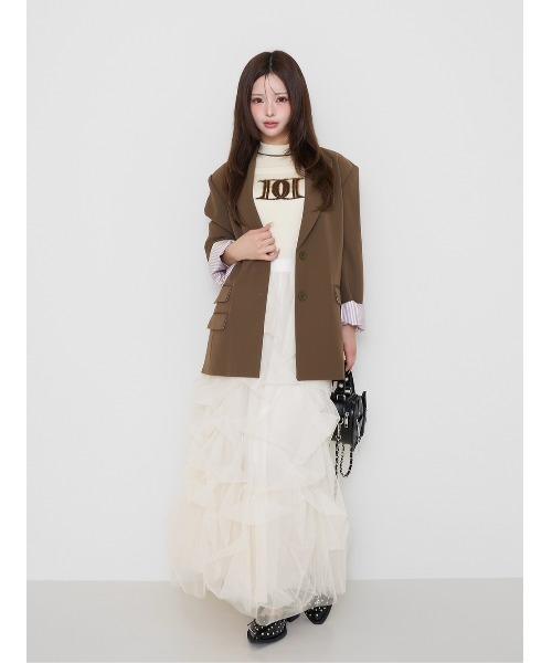 Darich ダーリッチ ランダムタックチュールロングスカート ダーリッチ Darich ランダムタックチュールロングスカート （ブラック