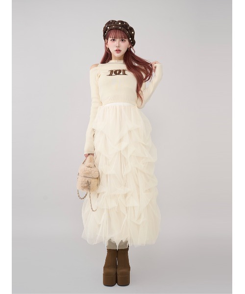 ランダムタックチュールロングスカート（スカート）｜Darich