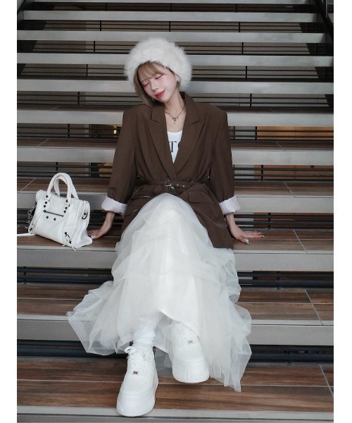 ダーリッチ　ランダムタックチュールロングスカート Darich（ダーリッチ）の「ランダムタックチュールロングスカート