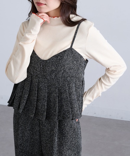 SETUP7（セットアップセブン）の「【SETUP7】テレコリブ配色ミシンスリットタートルネック長袖 ロングスリーブ GLR（Tシャツ/カットソー・レディース・アイボリー/ブラック/杢グレー/レッド・M/L/LL）」の10枚目の写真