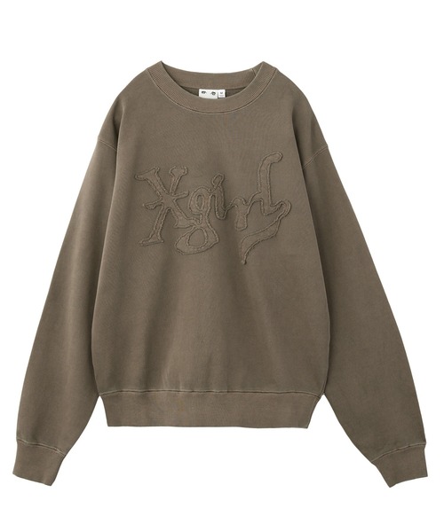 X-girl(エックスガール)の「DISTORTED LOGO PATCH FADED SWEAT TOP(スウェット・レディース・ブラック/ブラウン/ピンク・S/M/L)」の2枚目の写真