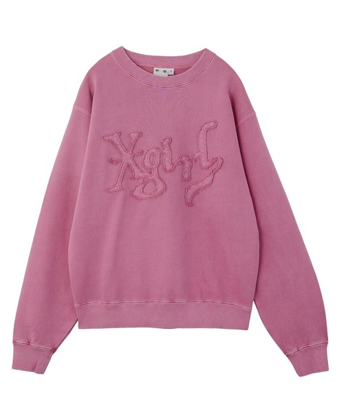 X-girl(エックスガール)の「DISTORTED LOGO PATCH FADED SWEAT TOP(スウェット・レディース・ブラック/ブラウン/ピンク・S/M/L)」の8枚目の写真