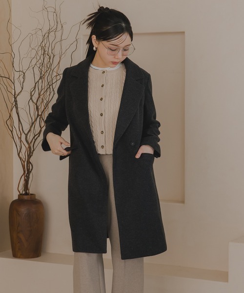 小さいサイズ メルトンロングコート 低身長さん・小柄女性（チェスター