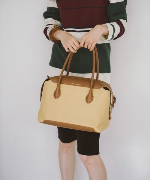 THEATRE PRODUCTS（シアタープロダクツ）の「キャンバスコンビハンドバッグＬ（ボストンバッグ・レディース・ブラウン/ブラック・FREE）」の8枚目の写真