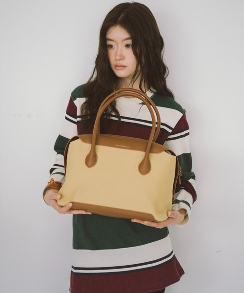 THEATRE PRODUCTS（シアタープロダクツ）の「キャンバスコンビハンドバッグＬ（ボストンバッグ・レディース・ブラウン/ブラック・FREE）」の10枚目の写真