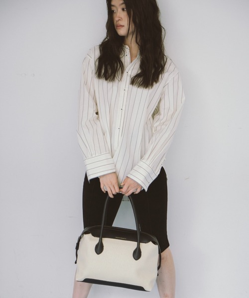 THEATRE PRODUCTS（シアタープロダクツ）の「キャンバスコンビハンドバッグＬ（ボストンバッグ・レディース・ブラウン/ブラック・FREE）」の14枚目の写真