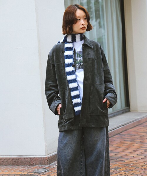 Ray BEAMS（レイビームス）の「スリム 柄 マフラー（マフラー・レディース・ホワイト/ダークブラウン・ONE SIZE）」の15枚目の写真