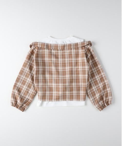 Right-on（ライトオン）の「【VIVIAN BLUE】肩あきドッキング長袖シャツ（シャツ/ブラウス・キッズ・ベージュ/ブラック・130/140/150/160）」の5枚目の写真