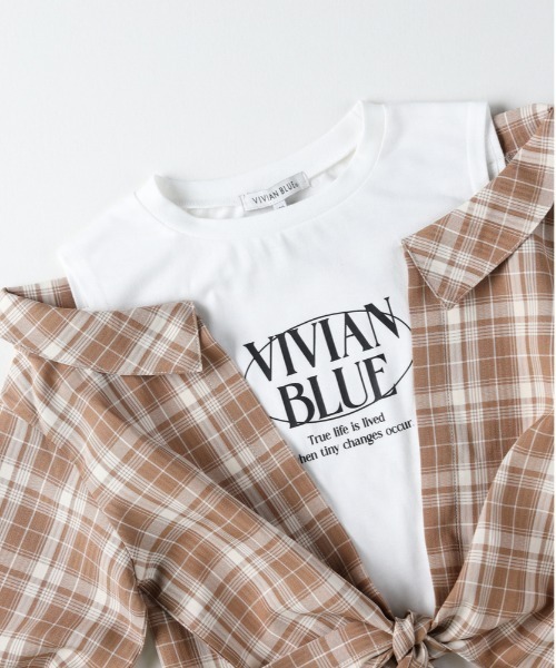 Right-on（ライトオン）の「【VIVIAN BLUE】肩あきドッキング長袖シャツ（シャツ/ブラウス・キッズ・ベージュ/ブラック・130/140/150/160）」の9枚目の写真