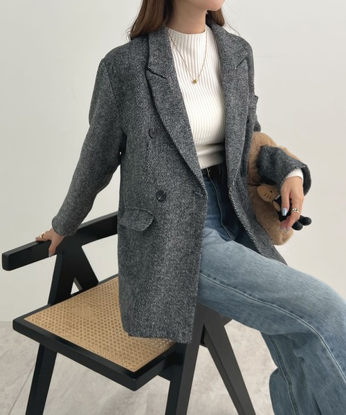 Futier land（フューティアランド）の「袖ボタンテーラードジャケット（テーラードジャケット・レディース・ブラック/ブラウン・MEDIUM/LARGE）」の3枚目の写真