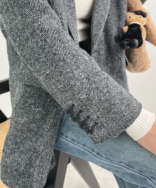 Futier land（フューティアランド）の「袖ボタンテーラードジャケット（テーラードジャケット・レディース・ブラック/ブラウン・MEDIUM/LARGE）」の4枚目の写真