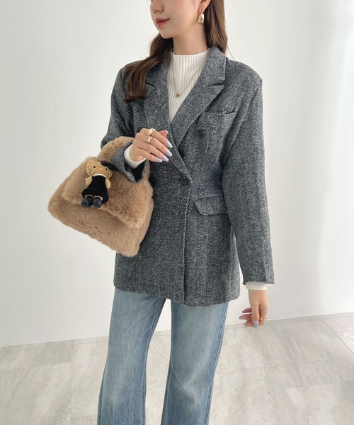 Futier land（フューティアランド）の「袖ボタンテーラードジャケット（テーラードジャケット・レディース・ブラック/ブラウン・MEDIUM/LARGE）」の8枚目の写真