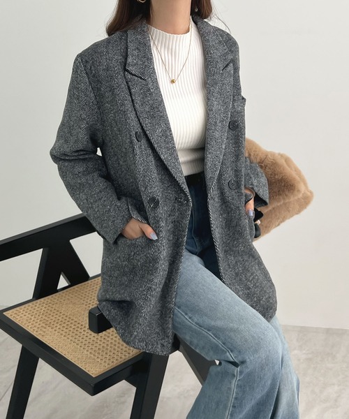 Futier land（フューティアランド）の「袖ボタンテーラードジャケット（テーラードジャケット・レディース・ブラック/ブラウン・MEDIUM/LARGE）」の5枚目の写真