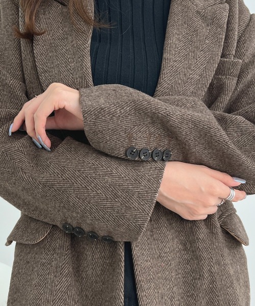 Futier land（フューティアランド）の「袖ボタンテーラードジャケット（テーラードジャケット・レディース・ブラック/ブラウン・MEDIUM/LARGE）」の12枚目の写真