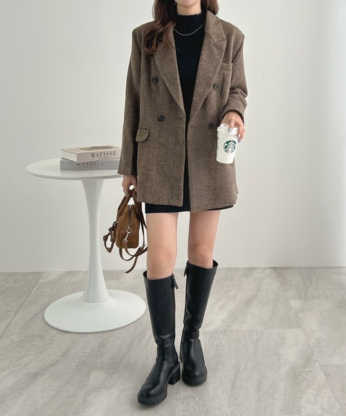 Futier land（フューティアランド）の「袖ボタンテーラードジャケット（テーラードジャケット・レディース・ブラック/ブラウン・MEDIUM/LARGE）」の16枚目の写真