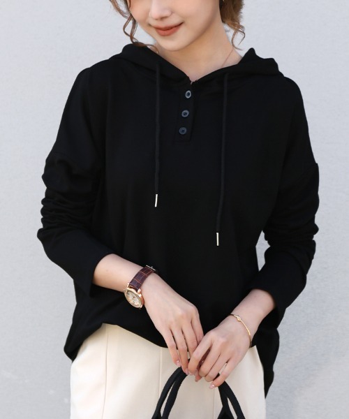 Henley Neck пуловер с капюшоном (multiple)