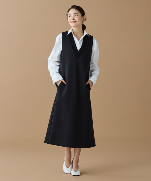 LACOSTE（ラコステ）の「ダンボールジャージニット ジャンパードレス / ジャンパースカート（ワンピース・レディース・ブラック/オリーブ/オフホワイト・34/36/38/40）」の18枚目の写真