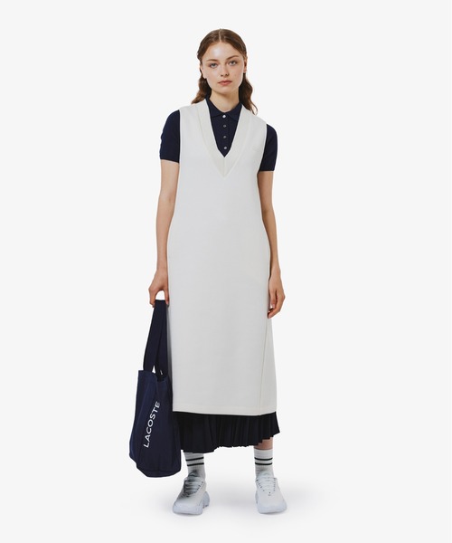 LACOSTE（ラコステ）の「ダンボールジャージニット ジャンパードレス / ジャンパースカート（ワンピース・レディース・ブラック/オリーブ/オフホワイト・34/36/38/40）」の6枚目の写真