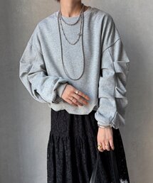 DouDou | 【WEB限定】裏毛袖タックプルオーバー(Tシャツ/カットソー)