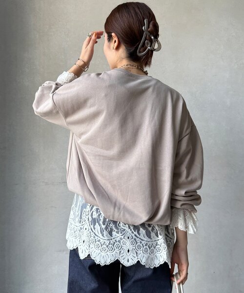 DouDou（ドゥドゥ）の「【WEB限定】裏毛袖タックプルオーバー（Tシャツ/カットソー・レディース・グレー/ブラック/グレイッシュベージュ・FREE）」の7枚目の写真